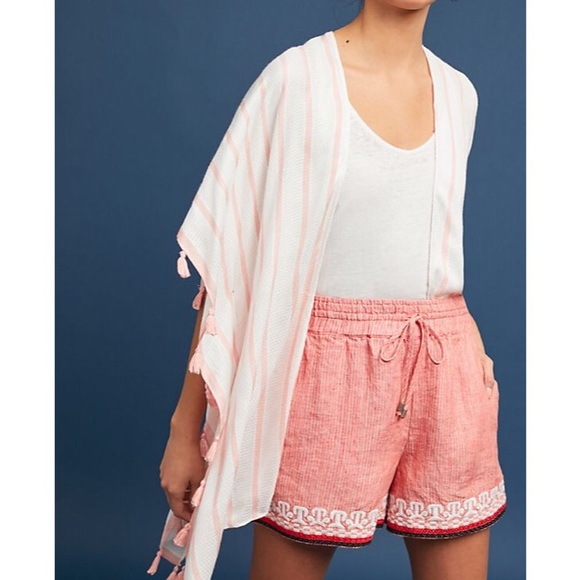 Anthropologie Pants - Anthropologie Linen Embroidered Drawstring Shorts